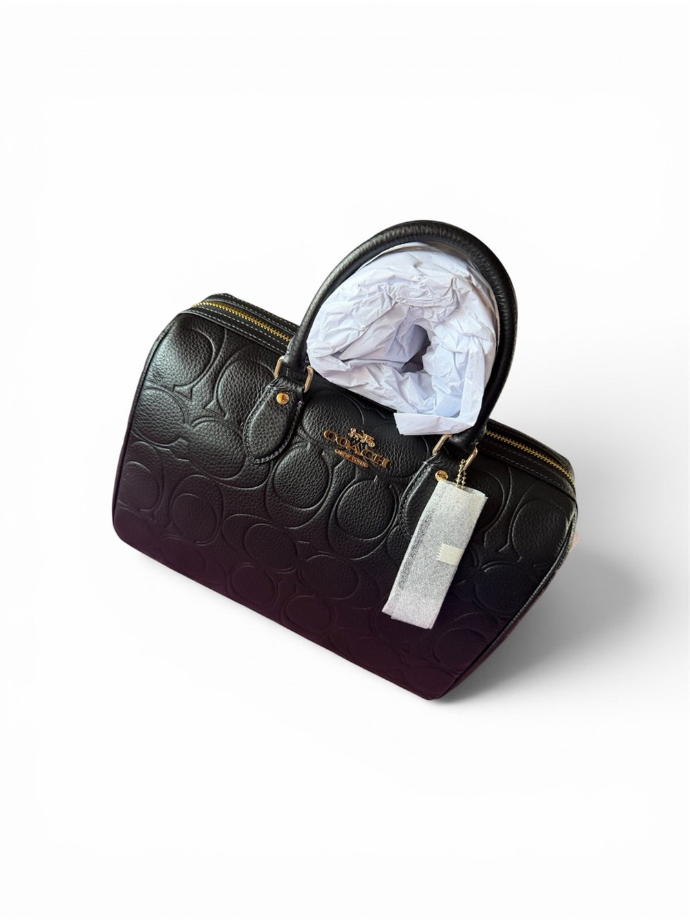 Coach Black Embossed Leather Satchel with Gold Hardware - Picture 2 of 9